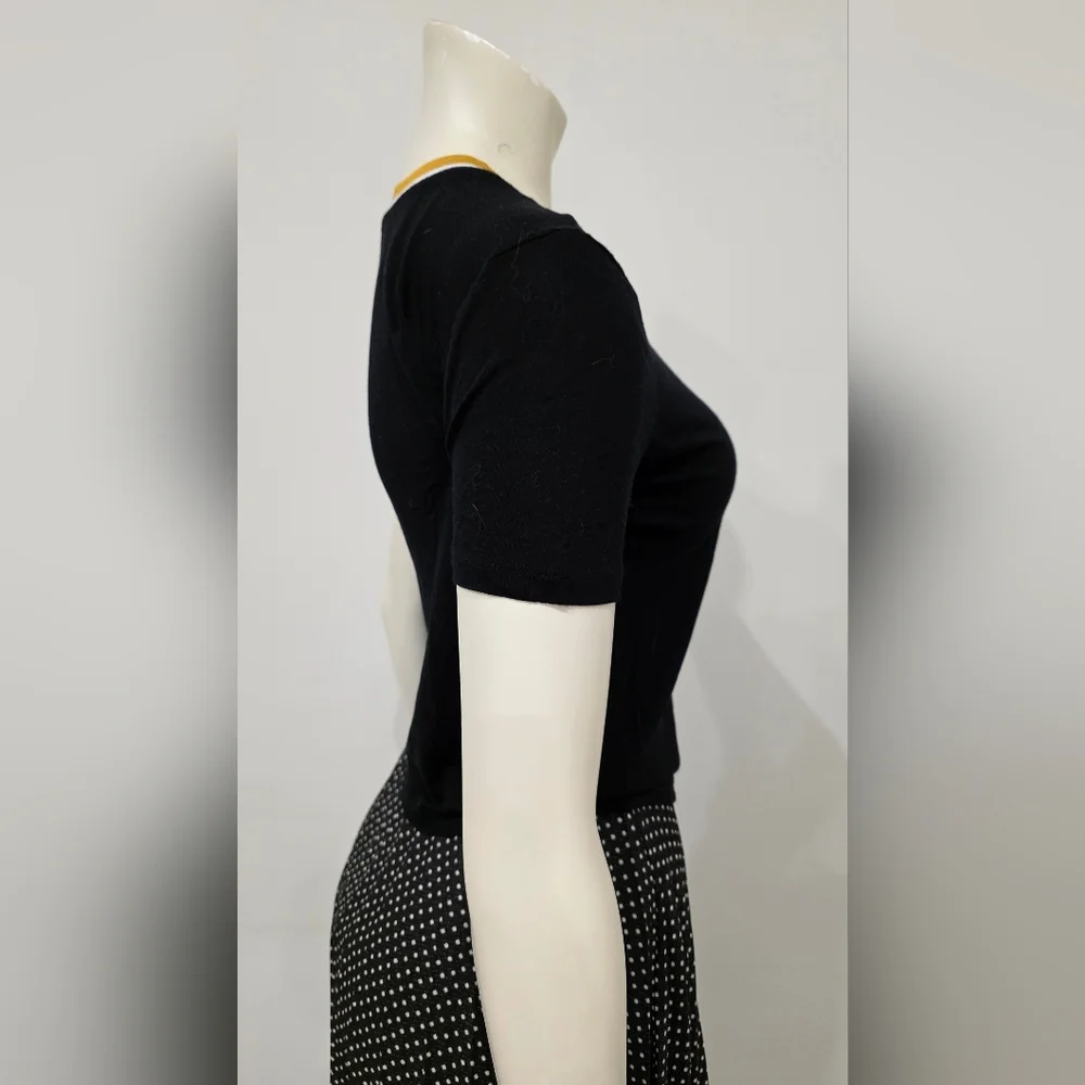 Zara Trafaluc Black Fitted Cropped Plain Short Sleeve Tee S - Picture 5 of 11